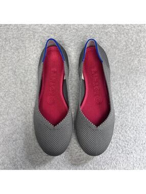 Rothys The Flat Grey Birdseye Knit Round Toe Ballet Flats 6 Comfort Sustainable